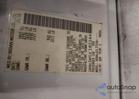 2018 Nissan Altima 2.5 Sl из США, поврежденный, VIN 1N4AL3AP1JC181544